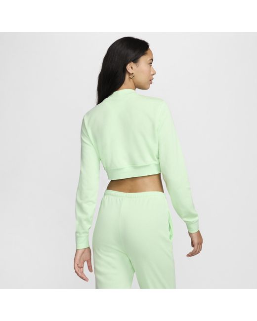 Nike Green Sportswear Chill Terry Crew-neck Cropped French Terry Top Polyester