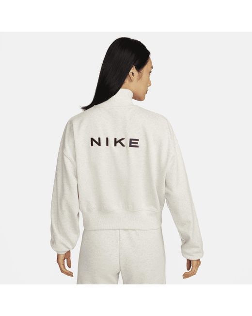 Nike White Sportswear Oversized 1/2-zip Crop Fleece Sweatshirt