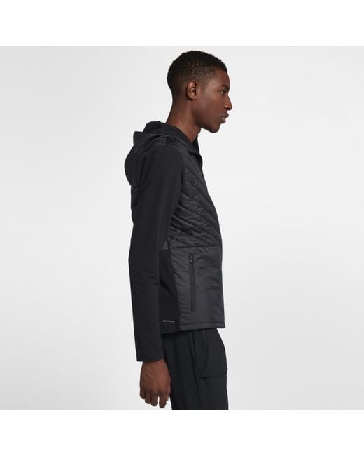 Nike Aerolayer Hooded Running Jacket in Black for Men Lyst UK