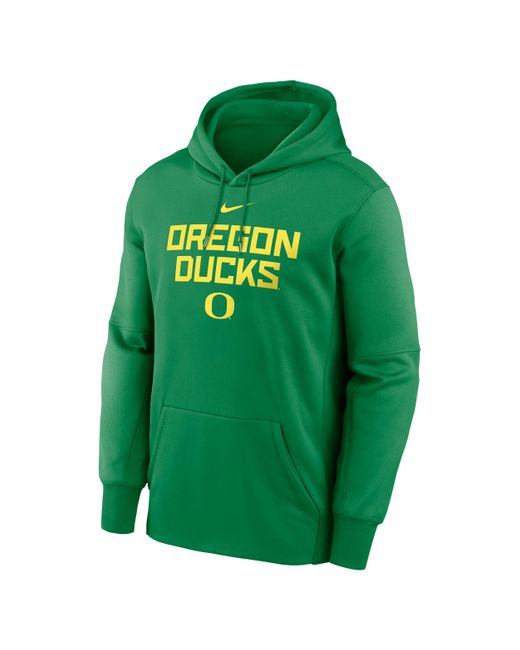 Nike Green Oregon Team Stacked Menâ Therma College Pullover Hoodie for men