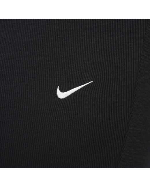 Nike Black Sportswear Chill Knit Tight Mini-rib Flared Leggings (plus Size)