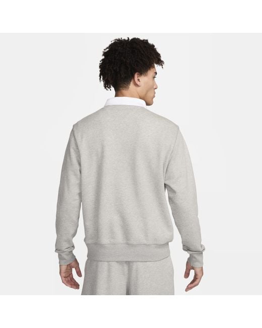 Nike Gray Club Fleece Long-sleeve Fleece Polo for men