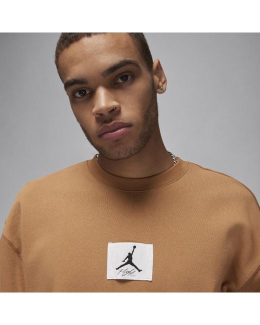 Nike Brown Jordan Essentials Fleece Crew-neck Sweatshirt Cotton for men