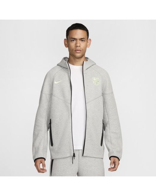 Nike Gray F.C. Barcelona Tech Fleece Windrunner Third Football Full-Zip Hoodie for men