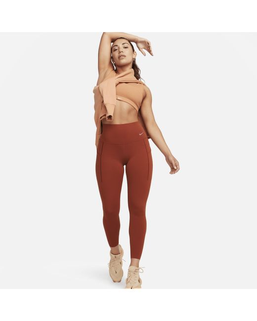 Nike Universa Medium-support High-waisted 7/8 Leggings With Pockets in Red