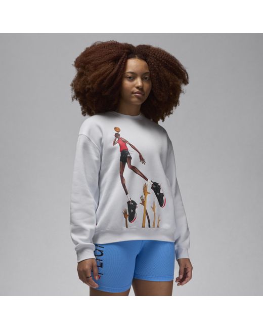 Nike Gray Jordan Artist Series By Darien Birks Fleece Crew-neck Sweatshirt