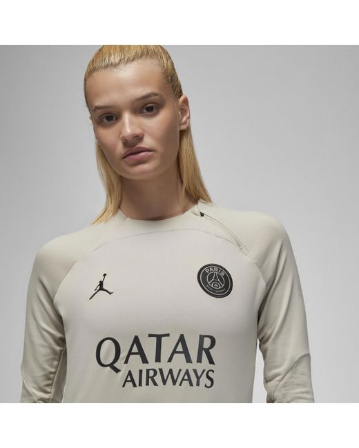 Nike Gray Paris Saint-germain Strike Third Jordan Dri-fit Football Crew-neck Drill Top 50% Recycled Polyester