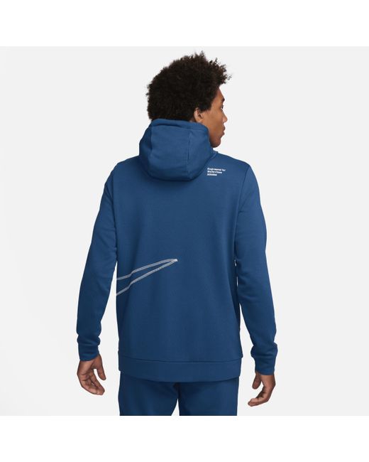 Nike Blue Dri-fit Fleece Full-zip Fitness Hoodie 50% Sustainable Blends for men