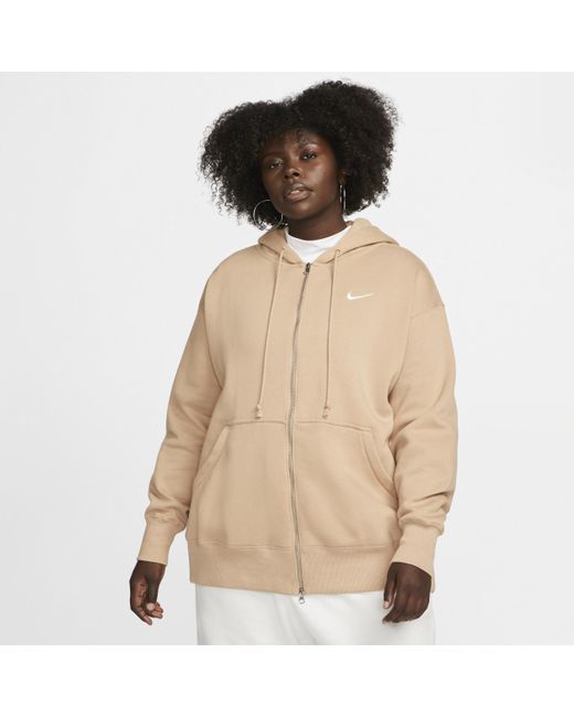 Nike Sportswear Phoenix Fleece Oversized Hoodie Met Rits in het Natural