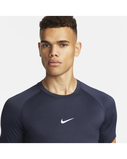 Nike Blue Pro Dri-fit Tight Short-sleeve Fitness Top 50% Recycled Polyester for men
