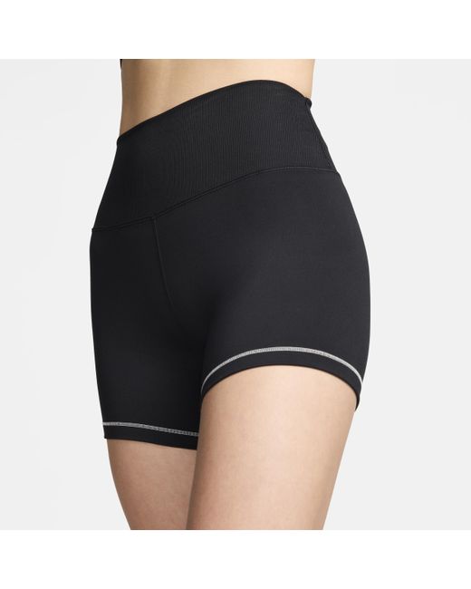 Nike Black One Rib High-waisted 12.5cm (approx.) Biker Shorts Recycled Polyester/50% Recycled Polyester Minimum