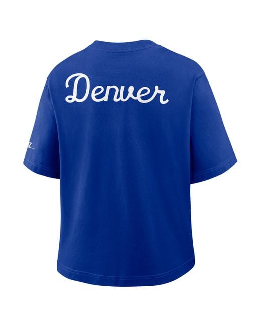 Nike Blue Denver Broncos Rewind Pocket Boxy Nfl T-Shirt