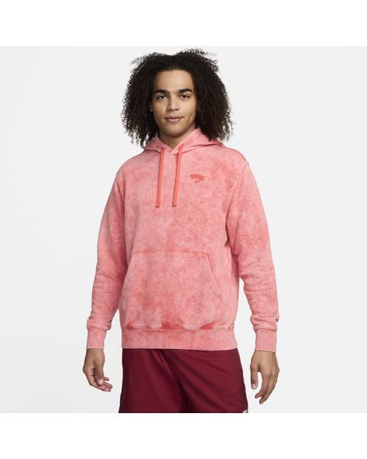 Nike Red Sportswear Club Fleece Pullover Hoodie Cotton for men