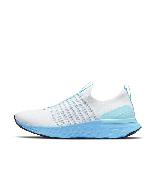Nike Blue React Phantom Run Flyknit 2 Road Running Shoes In White, for men