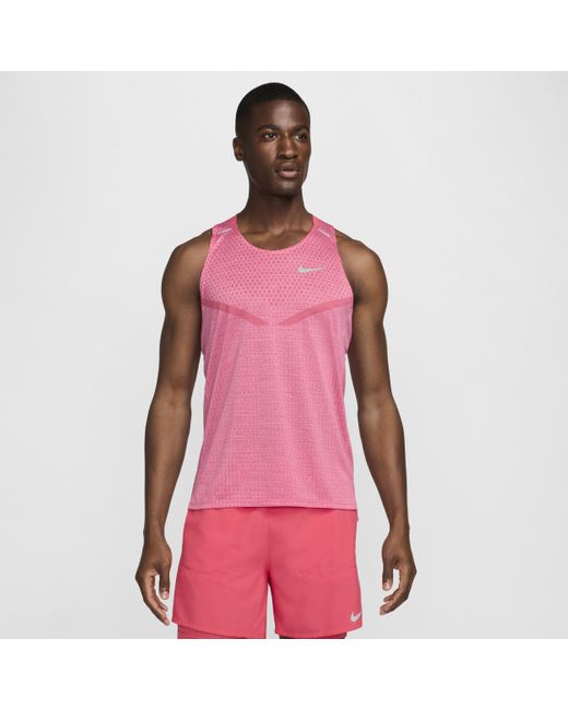 Nike Dri-Fit Adv Techknit Ultra Hardlooptanktop Voor in het Pink voor heren