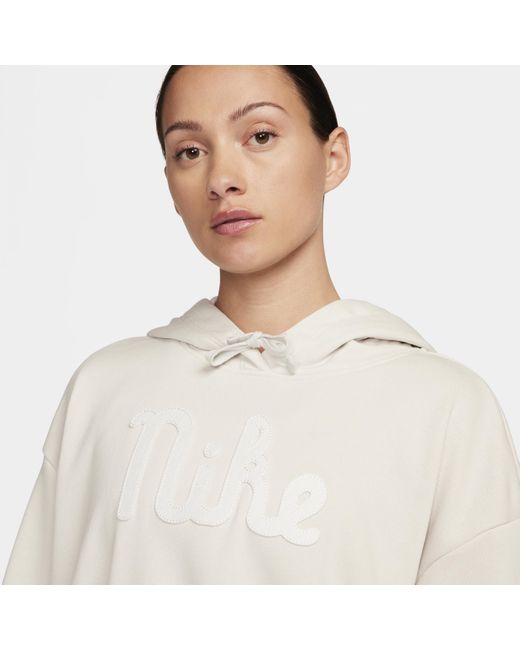 Nike White Sportswear Club Fleece Oversized Cropped Hoodie