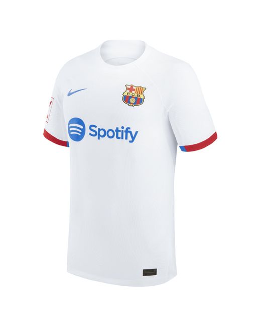 Nike White Frenkie De Jong Barcelona 2023/24 Match Away Dri-fit Adv Soccer Jersey for men