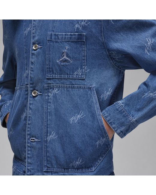 Nike Blue Jordan Flight Heritage Denim Jacket Cotton for men