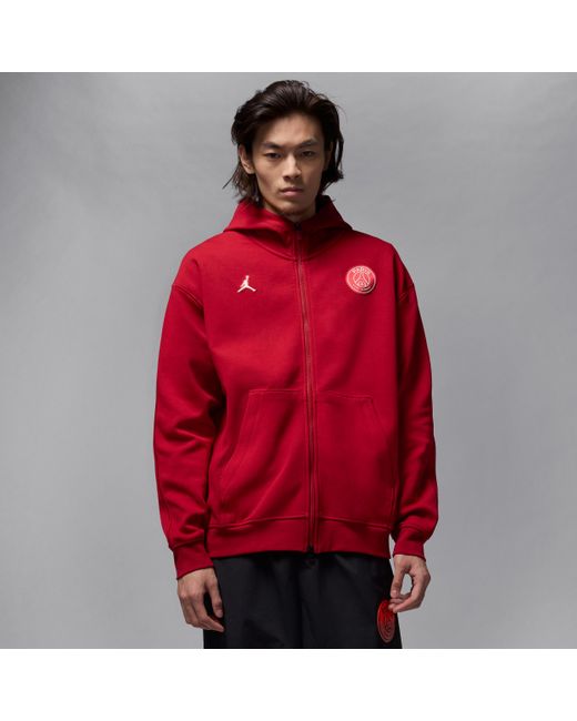 Felpa Con Cappuccio E Zip A Tutta Lunghezza Dri-Fit Paris Saint-Germain Hoop Fleece – Uomo di Nike in Red da Uomo