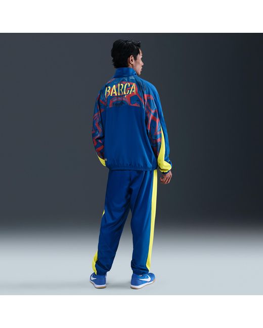 Nike Blue Fc Barcelona Starting 5 Fourth Soccer Woven Jacket for men