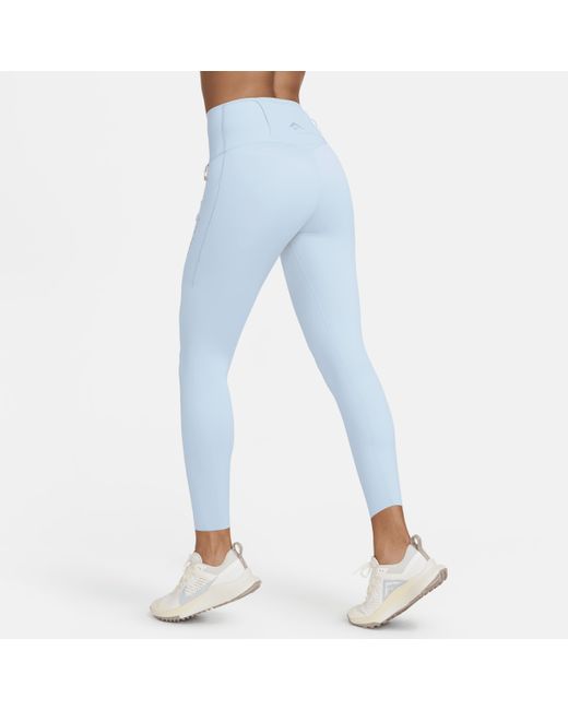 Nike Blue Trail Go Firm-support High-waisted 7/8 leggings With Pockets Nylon