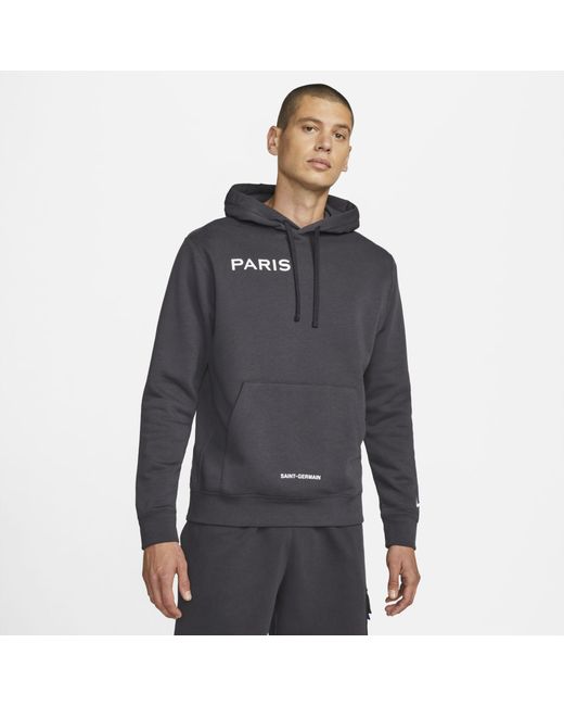 Nike Paris Saint-germain Club Fleece Pullover Hoodie Grey in Grey for Men | Lyst UK