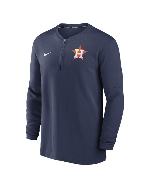 Nike Blue Houston Astros Authentic Collection Game Time Dri-fit Mlb 1/2-zip Long-sleeve Top for men
