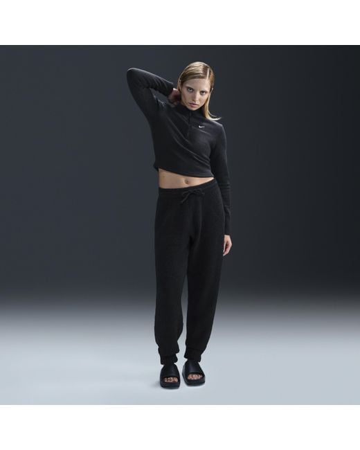 Nike Black Sportswear Phoenix Cozy Bouclã High-Waisted Oversized Knit Pants