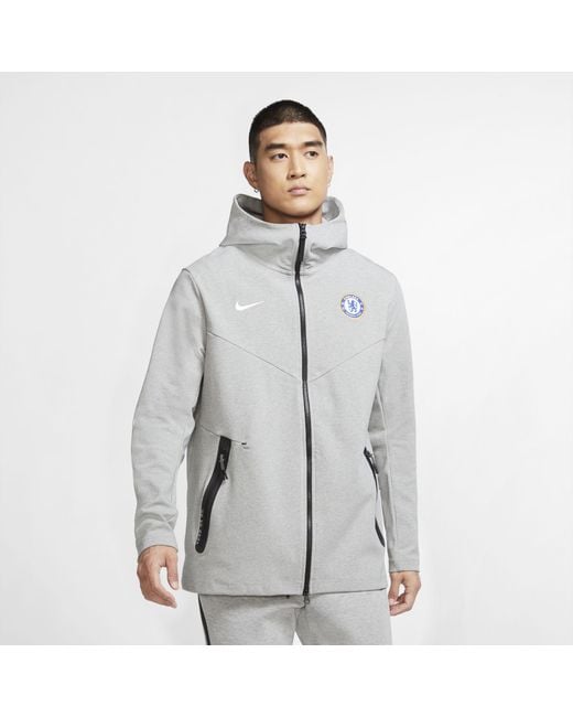 Nike Gray Chelsea F.c. Tech Pack Men's Full-zip Hoodie for men