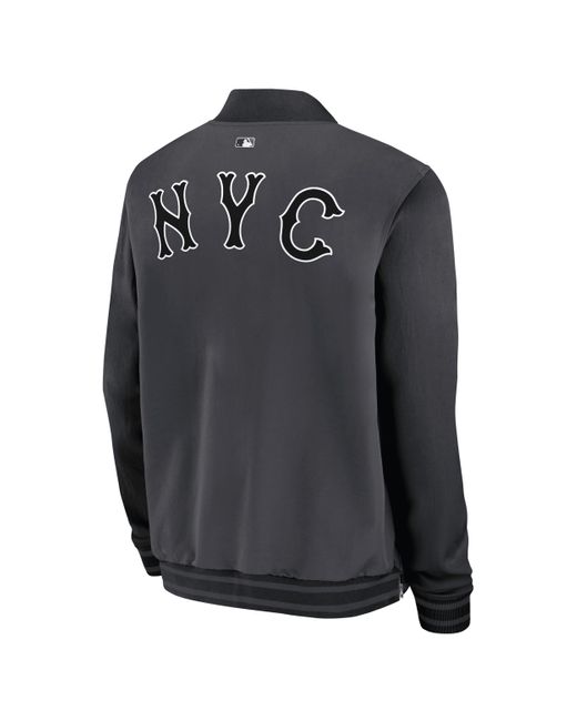 Nike Black New York Mets Authentic Collection City Connect Game Time Mlb Full-zip Bomber Jacket for men