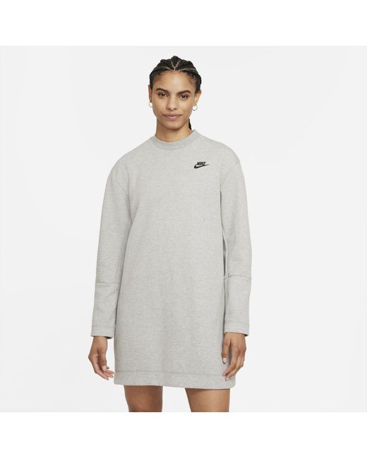 Nike Gray Sportswear Tech Fleece Long-sleeve Dress