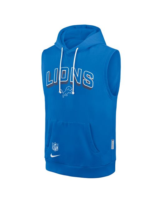 Nike Blue Detroit Lions Sideline Dri-Fit Nfl Sleeveless Pullover Hoodie for men