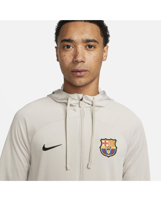 Nike White F.c. Barcelona Strike Dri-fit Hooded Football Tracksuit Polyester for men