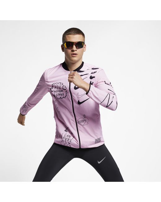 Nike Pink Nathan Bell Printed Running Jacket for men