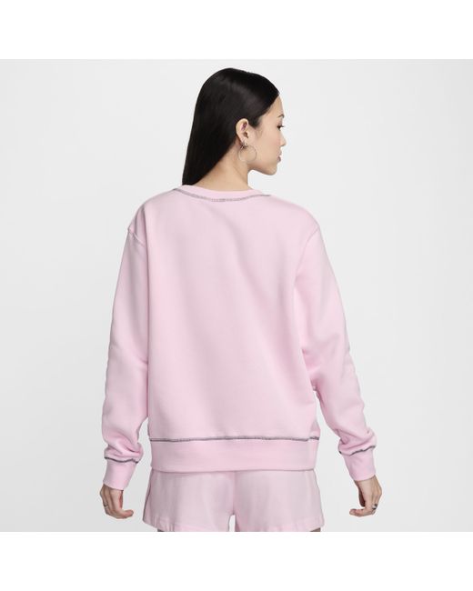 Nike Pink Sportswear Crew-neck Fleece Sweatshirt Polyester