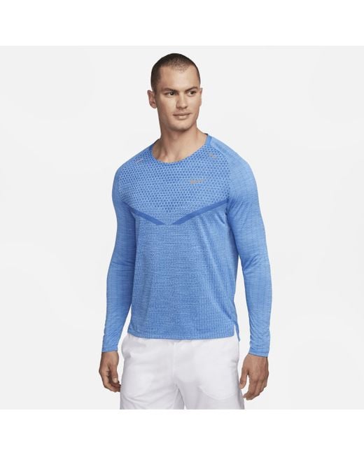 Nike Techknit Dri-fit Adv Hardlooptop Met Lange Mouwen in het Blue voor heren