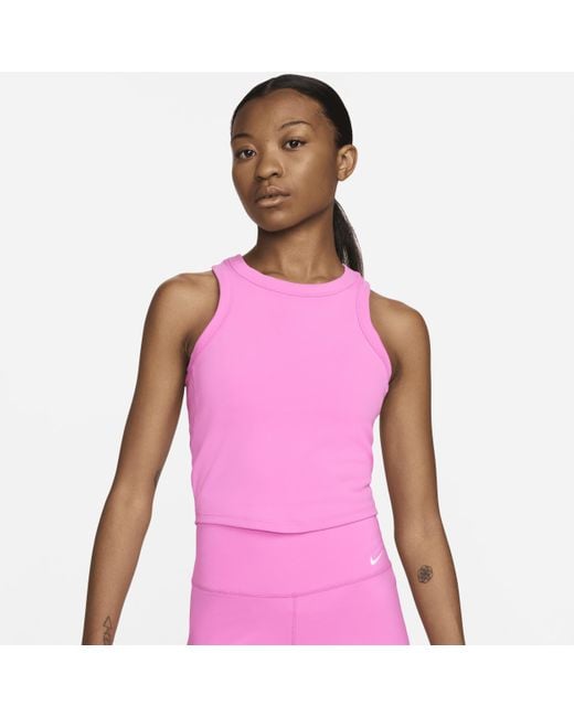 Nike Pink One Fitted Dri-fit Cropped Tank Top