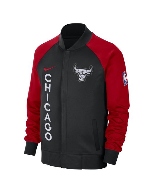 Nike Chicago Bulls Showtime City Edition Dri-fit Jack Met Lange Mouwen En Rits Over De Hele Lengte in het Red voor heren