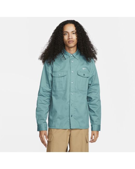 Nike Unisex Sb Woven Skate Long-sleeve Button Up In Green,