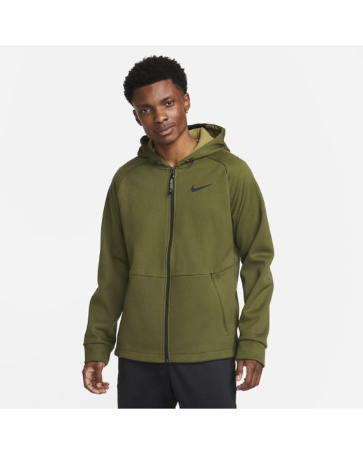 Nike Synthetic Pro Therma-fit Full-zip Hooded Jacket in Green for Men ...