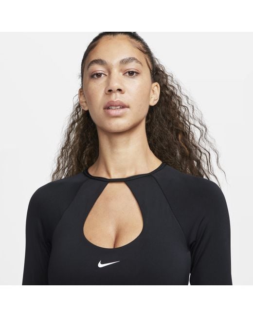 Nike Performance BRA CROP - Long sleeved top - black/white/black
