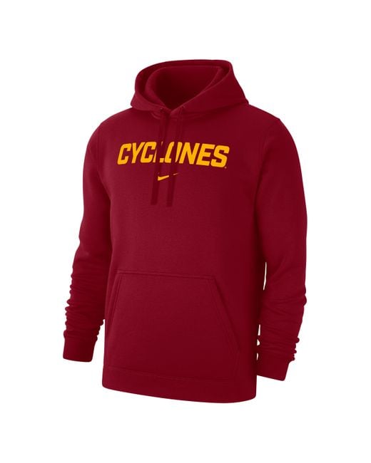 Nike Red Iowa State Club Fleece College Pullover Hoodie for men