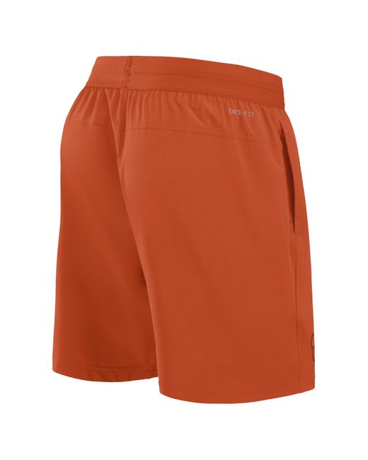 Nike Orange Clemson Tigers Sideline Dri-fit College Shorts for men