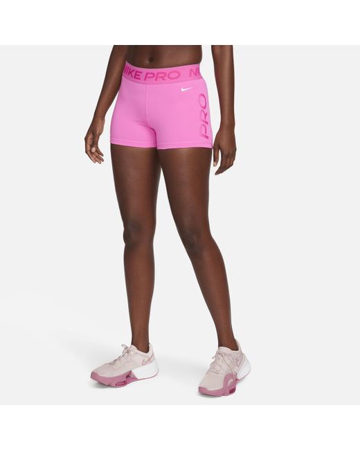Nike Pink Pro Mid-rise 3" Graphic Shorts