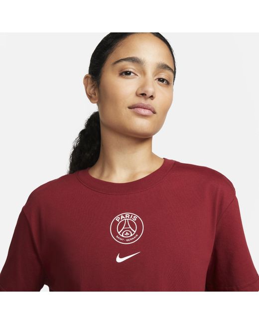 Nike Paris Saint-germain Crest Soccer Cropped T-shirt in Red | Lyst
