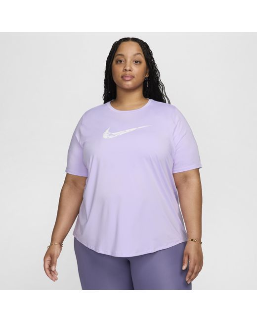 Nike Purple One Swoosh Dri-fit Short-sleeve Running Top 75% Recycled Polyester Minimum