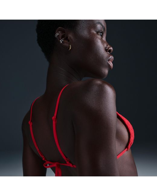 Nike Red Swim Swoosh Link Terry Triangle Bikini Top