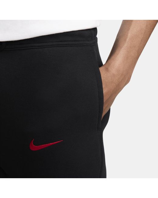Nike Black Liverpool F.c. Tech Fleece Football joggers Cotton for men