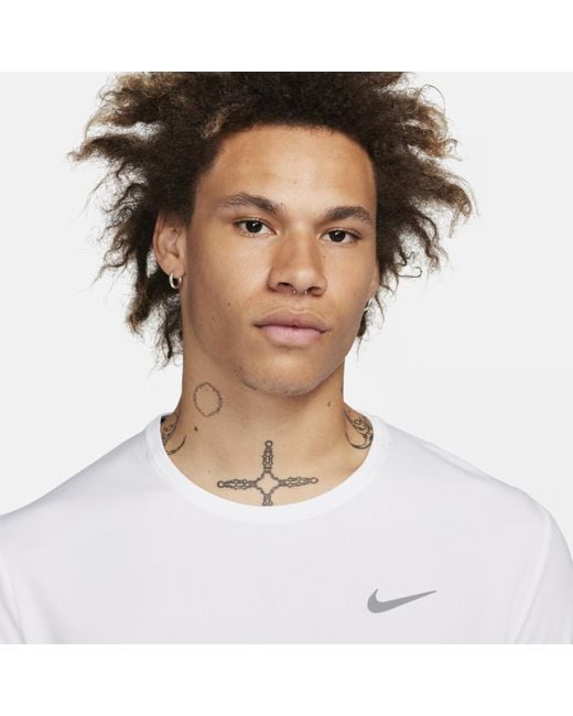 Nike White Miler Dri-Fit Uv Long-Sleeve Running Top for men