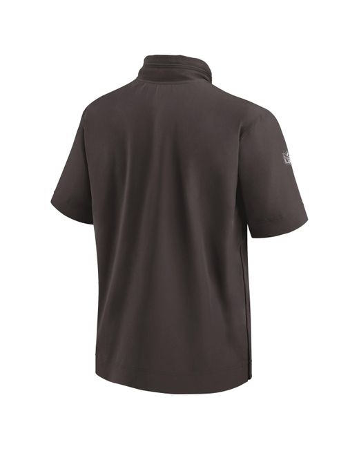 Nike Black Cleveland Browns Sideline Coach Nfl 1/2-zip Short-sleeve Hooded Jacket for men